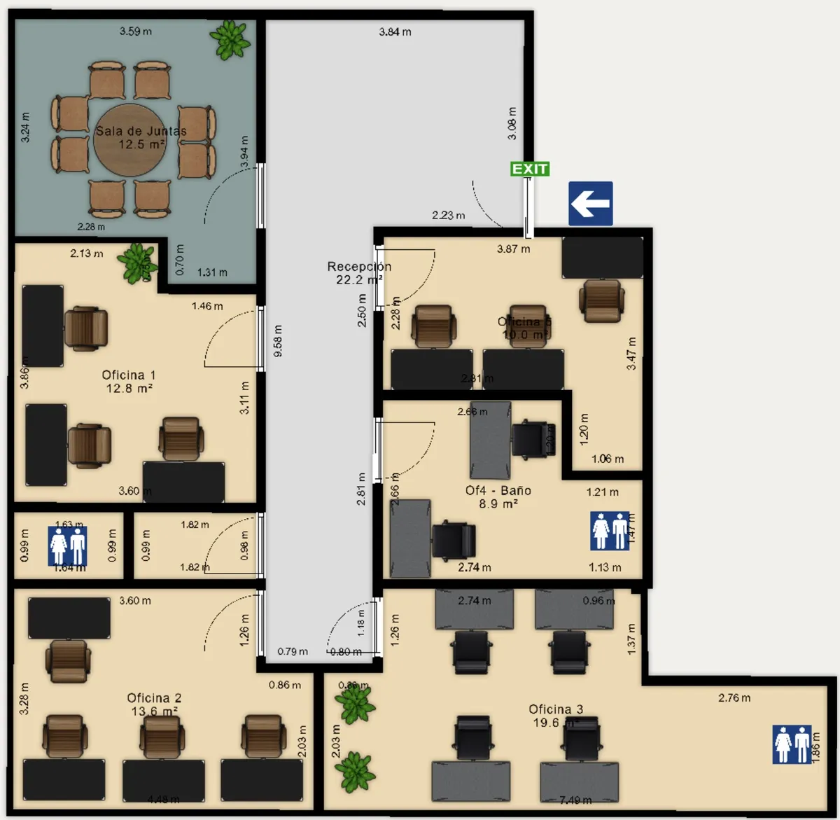Plano de oficinas Amores 707